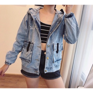 ÁO KHOÁC JEAN NỮ CÓ NÓN