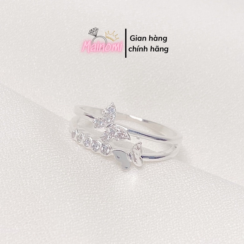 Nhẫn nữ hồ điệp dáng kép xinh xắn nhẹ nhàng thiết kế bởi MAINOMI