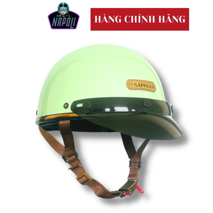 Mũ bảo hiểm Napoli phượt nửa đầu Tặng kèm lưỡi trai loại nón bảo hiểm không kính hàng chính hãng