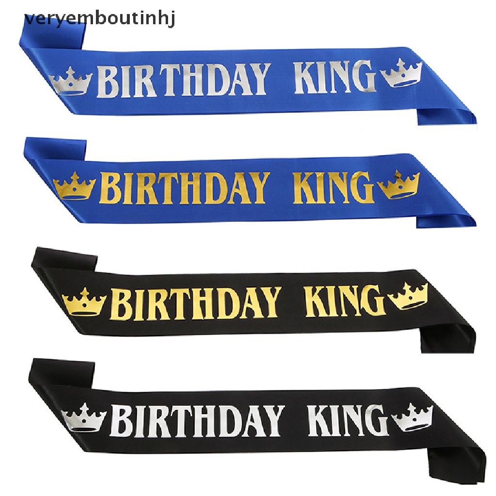 Dây vải họa tiết Birthday King trang trí tiệc sinh nhật dành cho nam