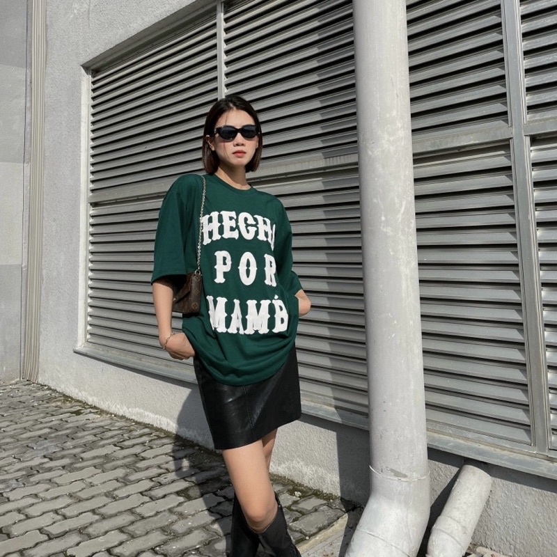 Áo Thun Tay Lỡ Unisex HECHO màu XANH LÁ  Nam nữ unisex Áo phông cổ tròn form rộng Jaystoree ❤️