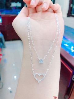 Dây chuyền tim dây đôi bạc ta
