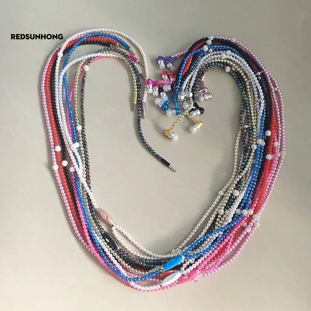 [RSH.z] Tai Nghe Nhét Tai Có Dây Chuỗi Ngọc Trai Giả Bằng ABS Cách Âm Dùng Làm Quà Tặng Sinh Nhật