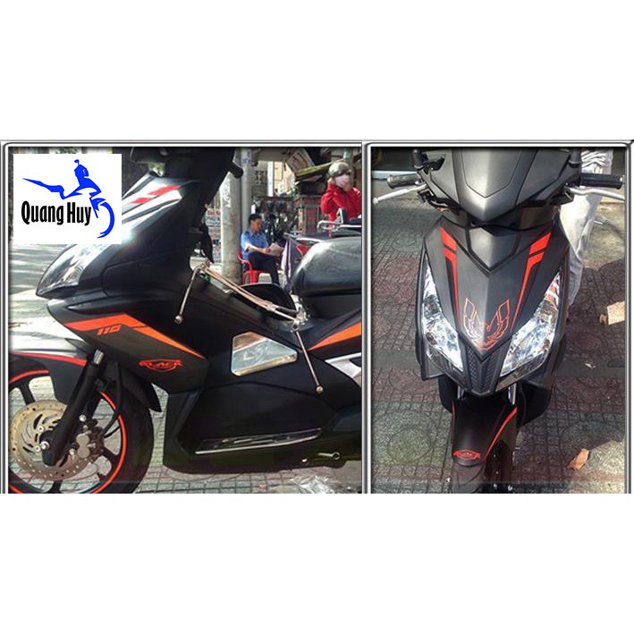 Tem trùm ♦FREESHIP♦ air blade thái cam đen, độ team trùm ab thái dán phủ dàn áo xe đen cam rẻ đẹp