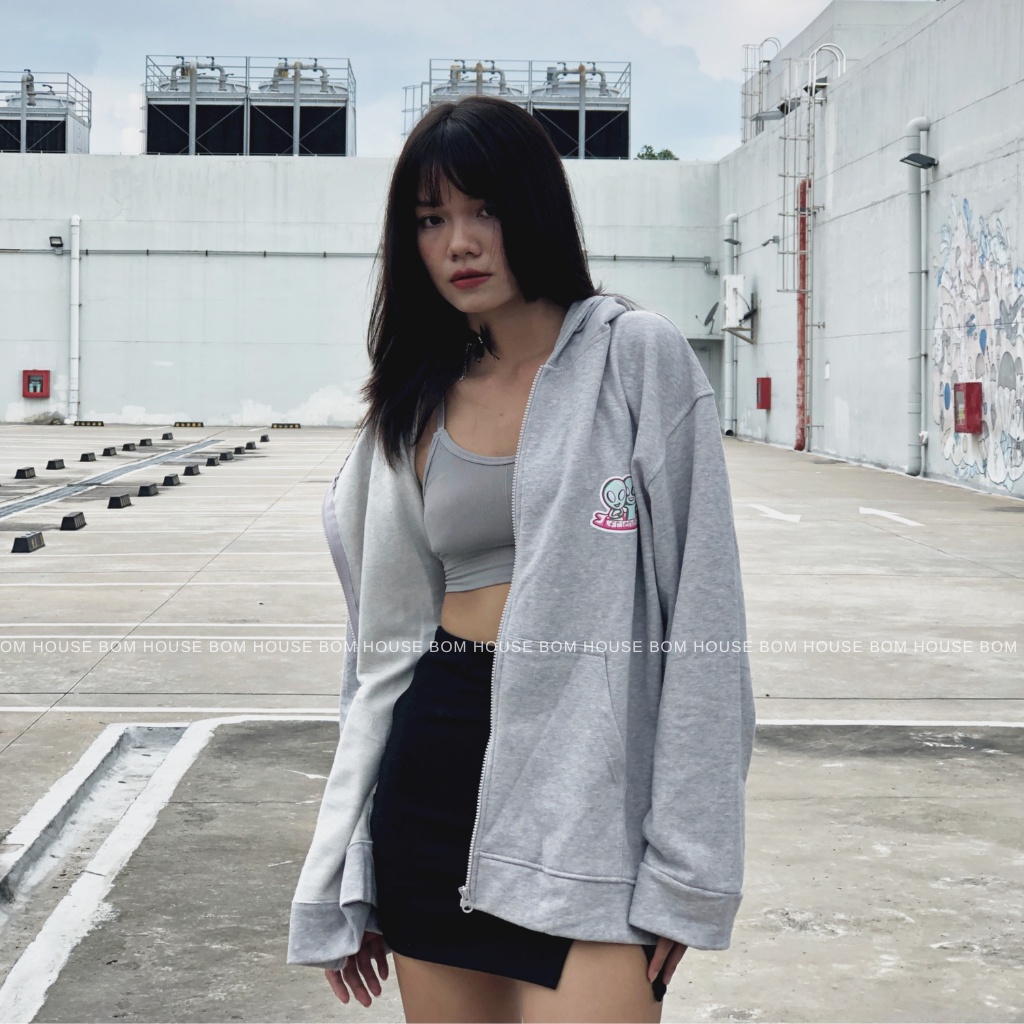 Áo Khoác Nỉ Hoodie Zip 2 Màu BOM HOUSE Nam Nữ Ulzzang Unisex