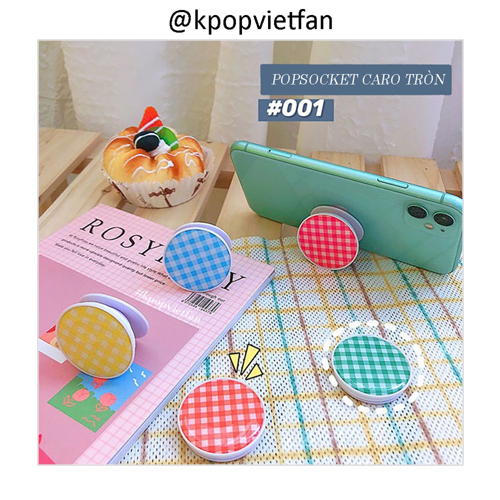 Chống điện thoại Popsocket họa tiết caro in bóng dễ thương pop up đỡ cho dế yêu của bạn | WebRaoVat - webraovat.net.vn