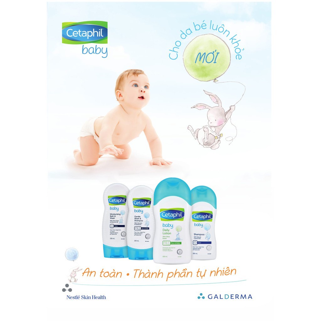 Sữa Tằm Và Gội Dưỡng Chất Hữu Cơ Hoa Cúc Cho Bé.Cetaphil Baby Wash Shampoo Hair Body 230ml