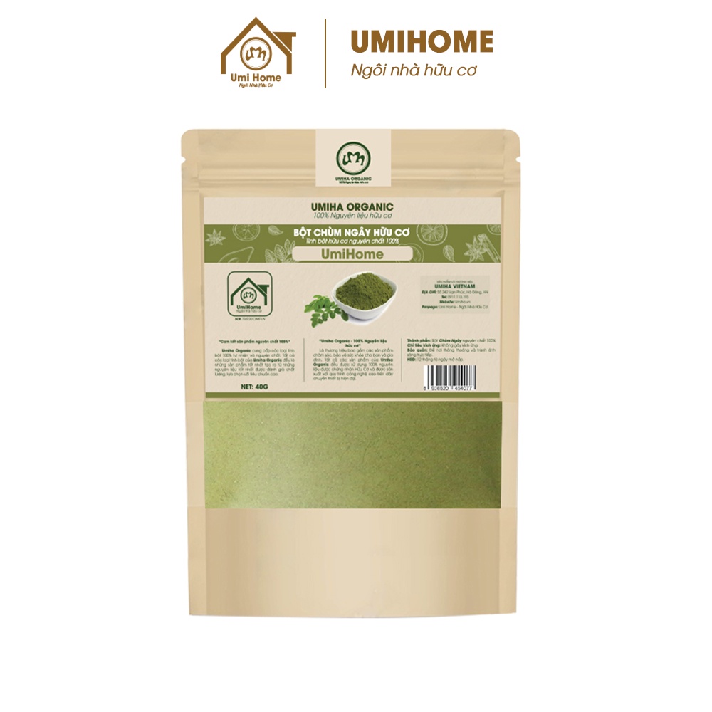 Bột đắp mặt nạ Chùm Ngây nguyên chất UMIHOME 40G ngăn ngừa mụn, mờ thâm nám dưỡng ẩm se khít chân lông