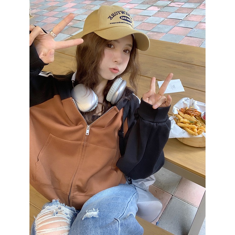 Áo khoác lửng tay dài có mũ trùm đầu thời trang dành cho nữ