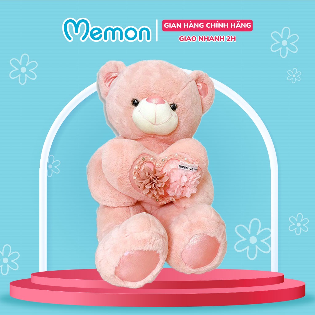 Gấu Bông Teddy Ôm Tim Hoa Cao Cấp Memon