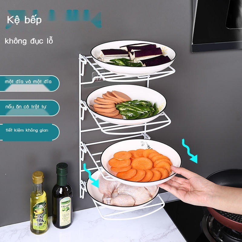 ℗❍✺Kệ chuẩn bị bếp gấp đồ ăn lẩu đa năng giá úp bát đĩa nhiều tầng treo tường