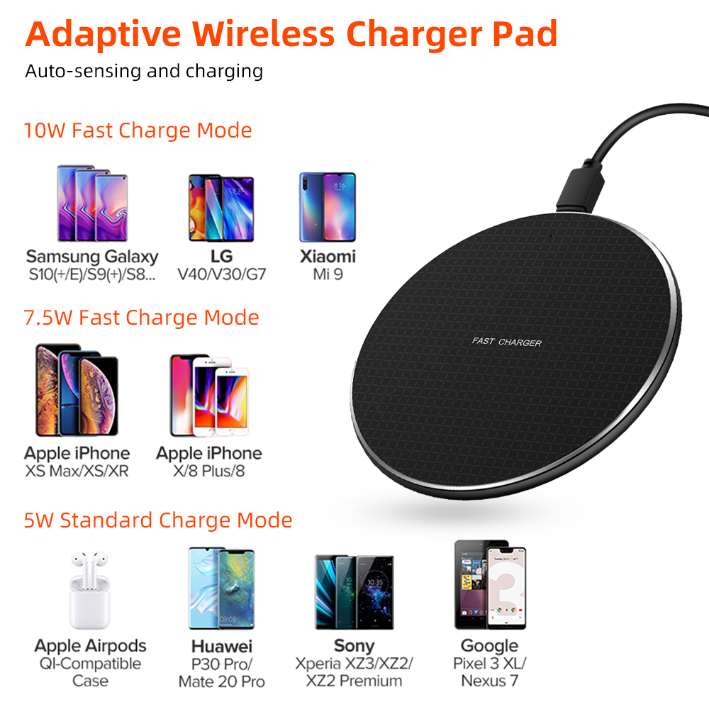 Twitch 10W Qi Wireless Charger Universal  Fast Charging Pad For General  Mobile Phone - Đế sạc không dây 