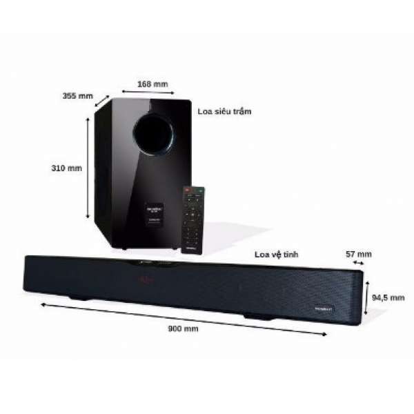 Loa SoundBar Soundmax SB217 (2.1) 90W Bluetooth,Optical, Coaxial,3.5mm,USB, Micro SD