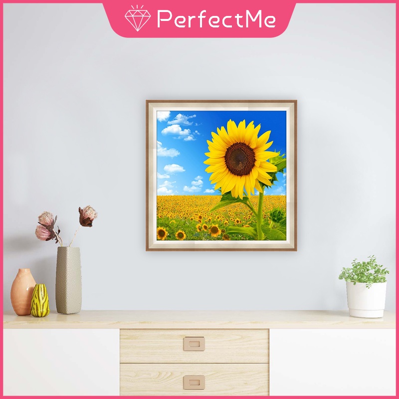 Bộ Tranh Đính Đá 5D Họa Tiết Hoa Hướng Dương Độc Đáo Kích Thước 30x30cm Trang Trí Nhà Cửa