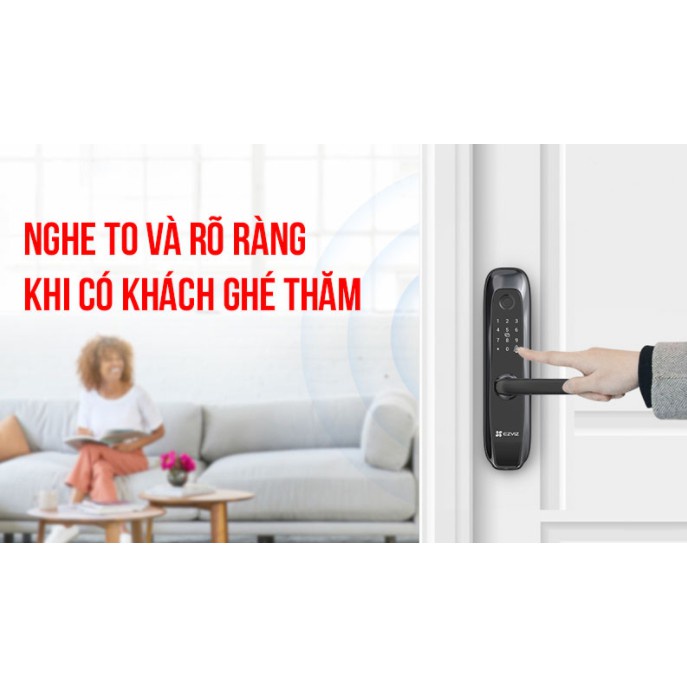 Khóa cửa vân tay thông minh EZVIZ L2, 4 chế độ mở khóa - Hàng Chính Hãng