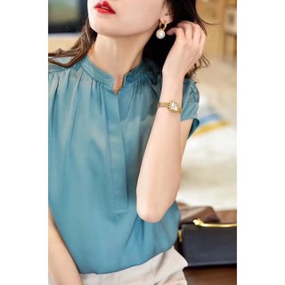 Sơ mi cổ tàu xanh mát