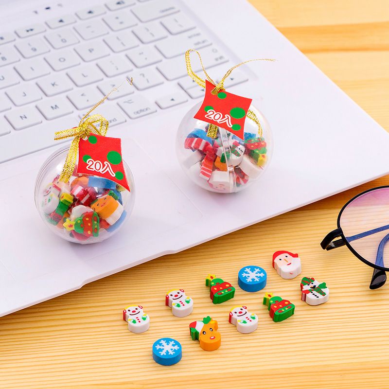 Gôm tẩy chì móm quà noel, trái bóng giáng sinh, quà tặng khen thưởng cho học sinh