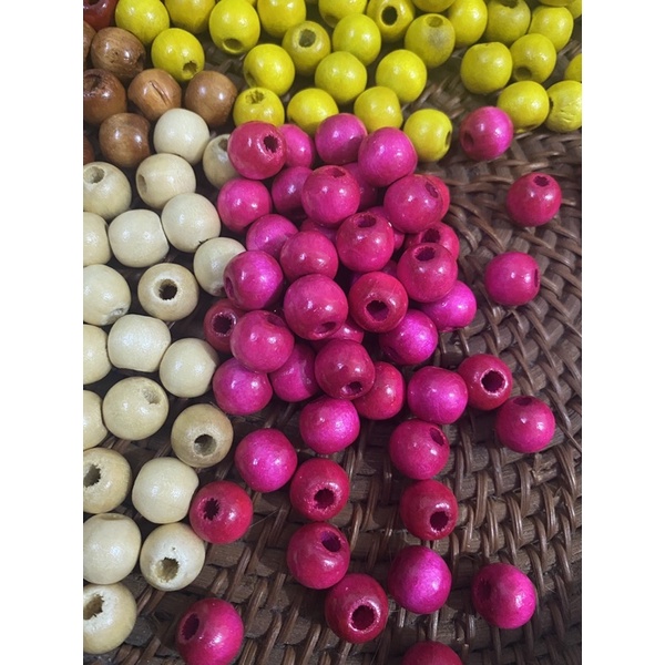 Túi 50 hạt gỗ nhiều màu sắc phụ kiện handmade, macrame, trang trí decor