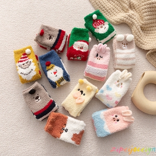 Vớ Lông Cừu San Hô Cổ Vừa Họa Tiết Hoạt Hình Phong Cách Giáng Sinh Nhật Bản Dễ Thương Cho Nữ