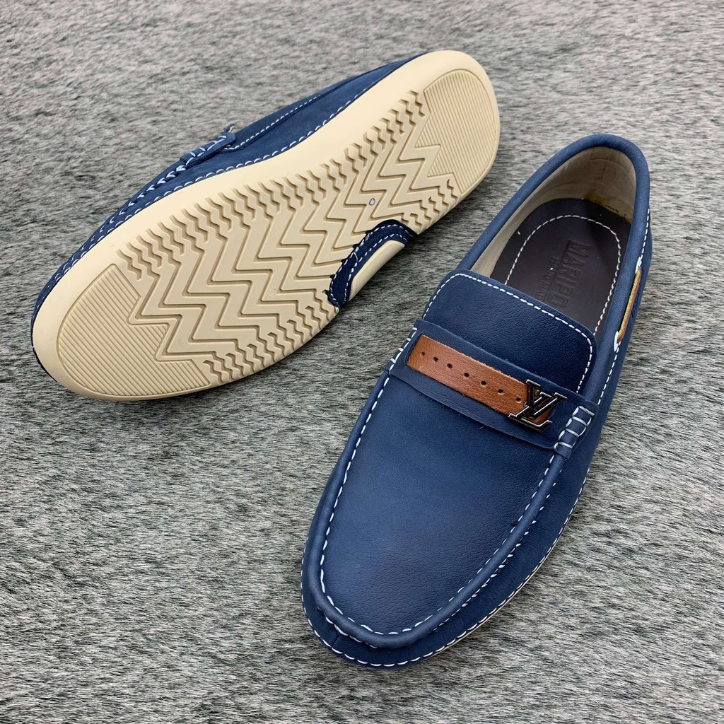 Giầy lười nam da bò đế khâu băng LV thiết kế thời trang nam tính