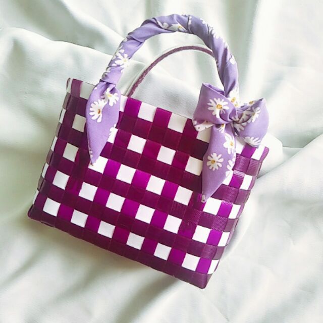 Giỏ đan dây nhựa handmade