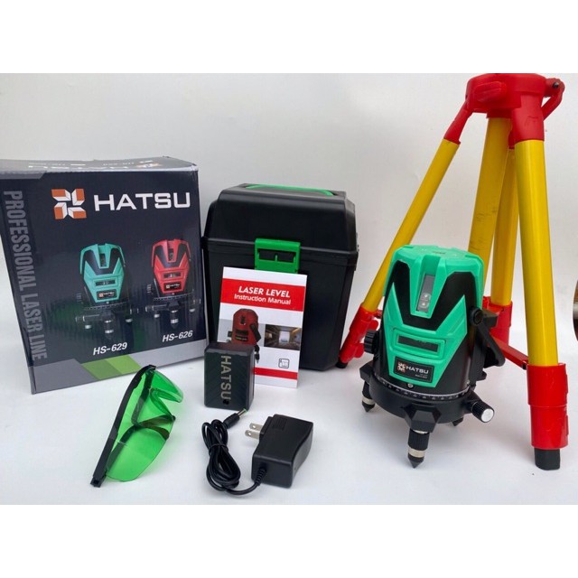 Máy cân bằng mực 5 tia laser xanh HATSU HS-686 tặng kính bảo hộ