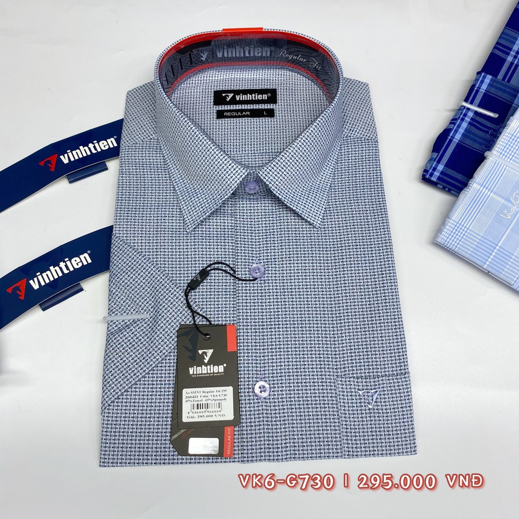 Áo Sơ Mi Ngắn Tay Sọc Caro Vạt Bầu Vĩnh Tiến 295 | BigBuy360 - bigbuy360.vn