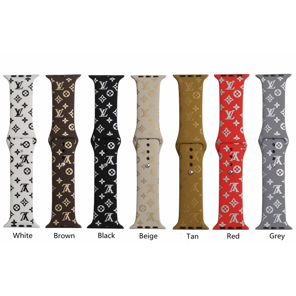 Dây Đồng Hồ Đeo Tay Silicon Mềm Họa Tiết LV 2022 Cho Apple iwatchS7 / 2 / 3 / 4 / 5 / 6 / Gen SE 38mm 40mm 41mm 42mm 44mm 45mm