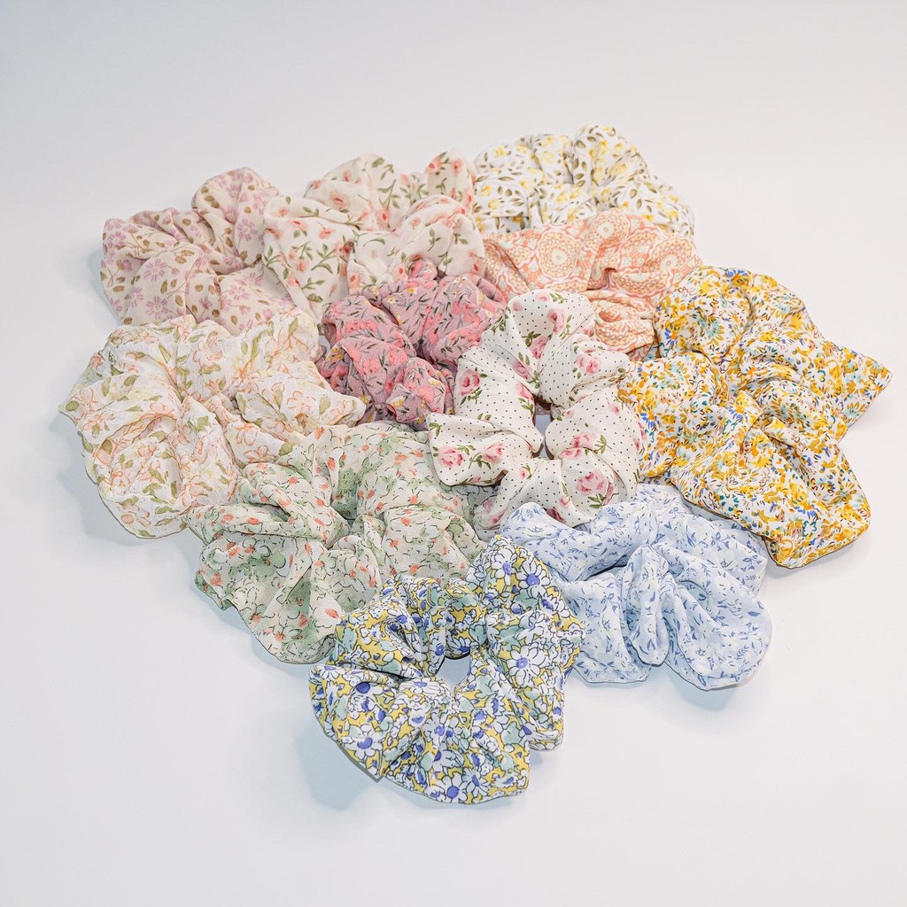 Dây buộc tóc, cột tóc scrunchies hoa nhí Mackey