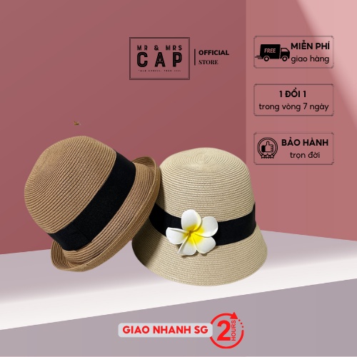 Mũ Cói Đi Biển Vành Cụp Trơn Mr Mrs Cap Phong Cách Nón Cói Vintage Hàn Quốc Nhiều Màu Đẹp
