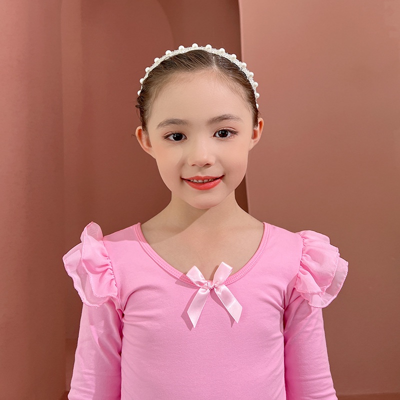 Bộ Quần Áo Tập Nhảy Tay Dài Vải Cotton Thiết Kế Dễ Thương Cho Bé Gái