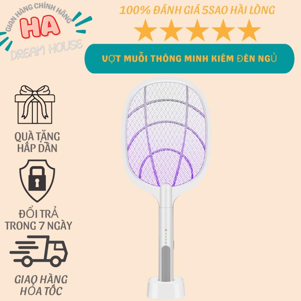 Vợt muỗi thông minh chống giật, tích hợp đế sạc, công nghệ bắt muỗi tự động, thích hợp đèn ngủ, bảo hành 12 tháng