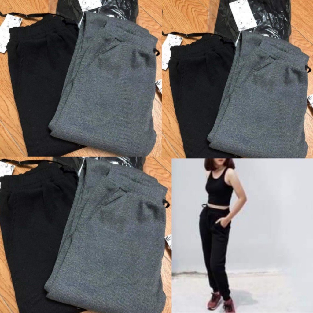 Quần nỉ jogger len tăm nữ coco land, quần nỉ bo gấu chất len tăm siêu đẹp quần thể thao bo gấu chất thun trẻ trung