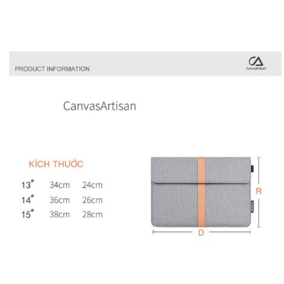 Túi chống sốc Macbook 13.3-15.6 inch thời trang CanvasArtisan sang xịn