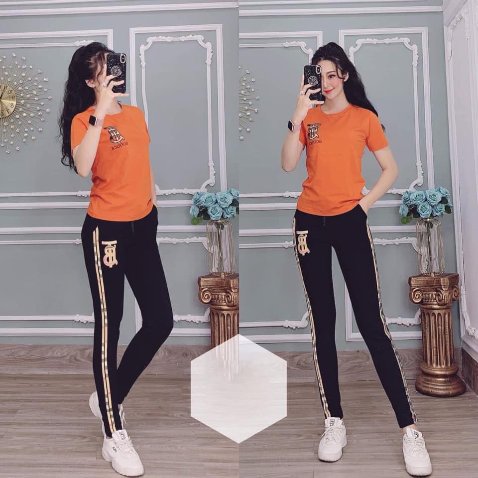 Set Cotton Dáng Thể Thao Nữ - Logo Thêu Đơn Giản - Sản Phẩm Y Hình