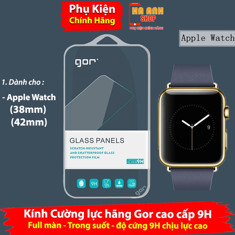 Kính cường lực Apple Watch hãng Gor cao cấp full màn độ cứng 9H(38mm,42mm)