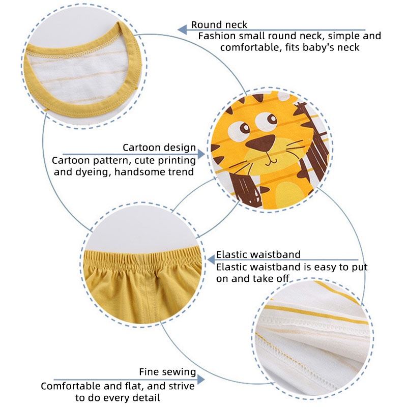 Bộ Đồ Ngủ 2 Món Áo Sát Nách Phối Quần Short In Hoạt Hình Thời Trang Mùa Hè Cho Bé