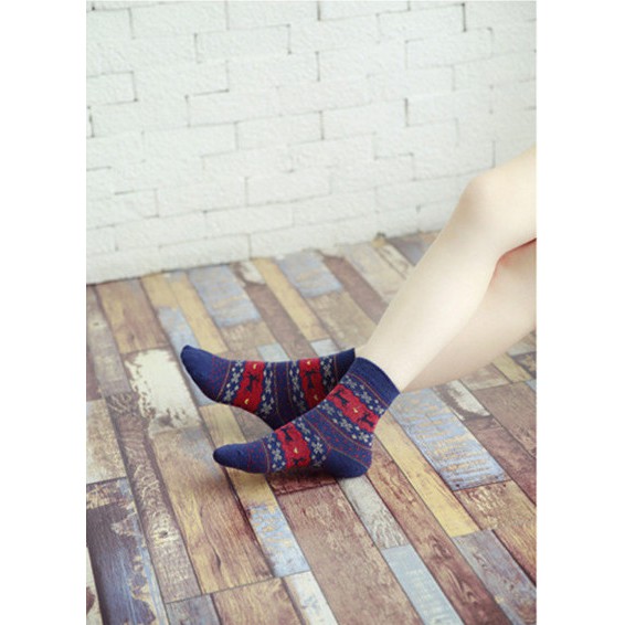 Tất vớ len lông thỏ họa tiết hươu giáng sinh - SHOPEE TRỢ GIÁ