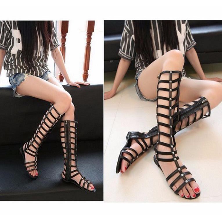 Giày sandal chiến binh ngang gối đế bệt