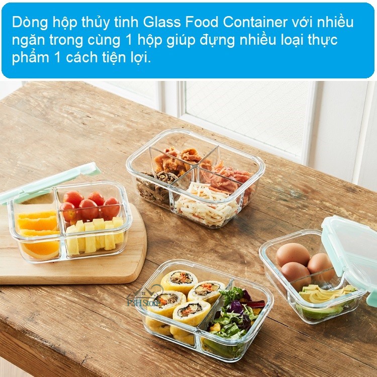 Hộp thủy tinh 2 ngăn Lock&amp;Lock Glass Food Container LLG456 LLG457