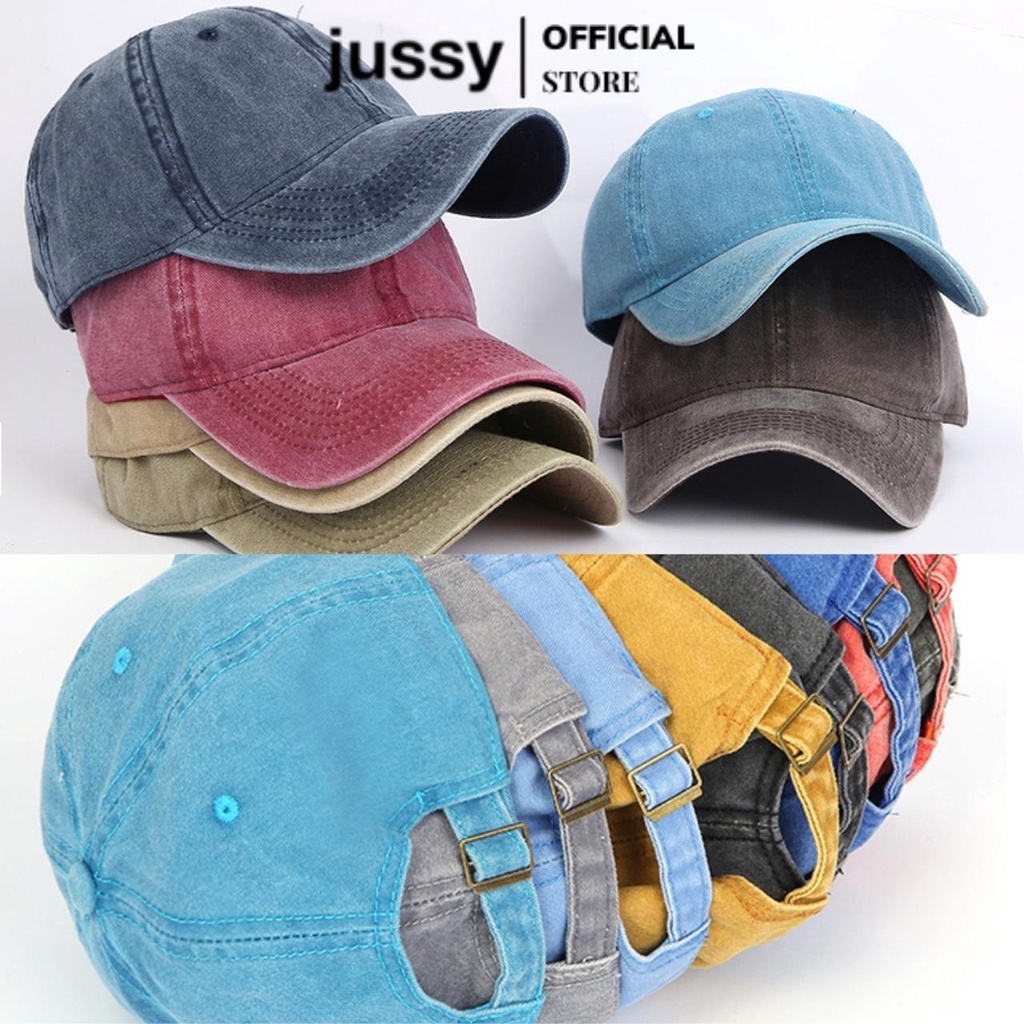 Mũ Lưỡi Trai Trơn Vải Jean Denim Wash Cao Cấp Nón Kết Nam Nữ Jussy Fashion Phong Cách Nón Lưỡi Trai Unisex Form Mềm