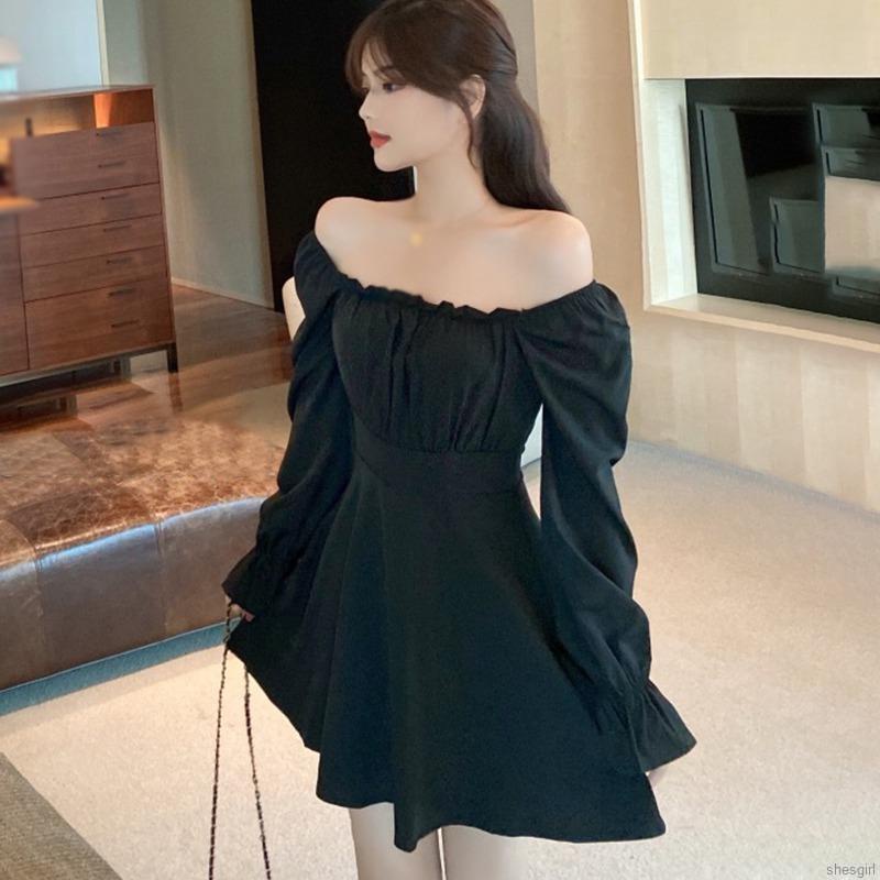 Đầm Cổ Vuông Tay Dài Hở Lưng Cột Dây Thời Trang Quyến Rũ Cho Nữ