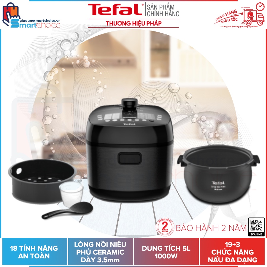 Nồi áp suất Tefal Smart Pro Multicooker CY625868 - Nồi nấu đa năng - Lòng nồi niêu tráng sứ dày 3.5mm - Nấu chân khô