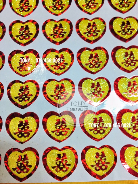 [CƯỚI] Bộ STICKERS DECAL CHỮ SONG HỶ KIM TUYẾN DÁNTRẦU CAU, TRÁI CÂY - HÀNG ĐẸP, SIÊU CHẮC