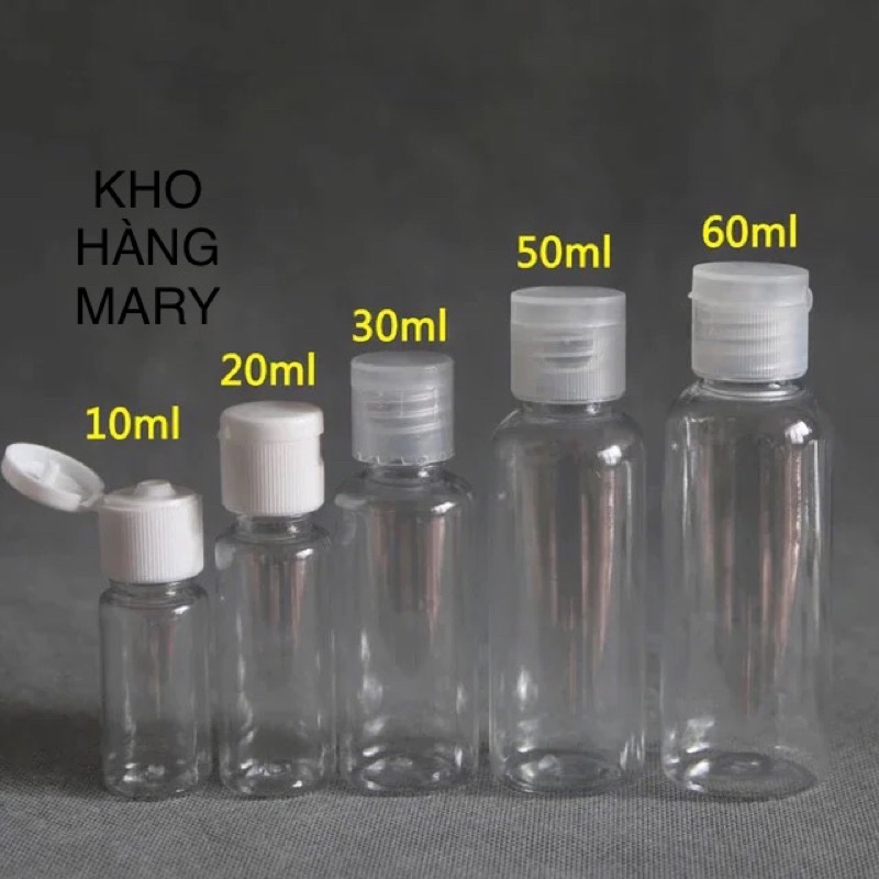 CHAI NHỰA NẮP BẬT TRẮNG TRONG đựng mẫu thử  spa 20ml / 30ml / 50ml / 70ml / 100ml - Chai Lọ Trong suốt chiết Mỹ phẩm