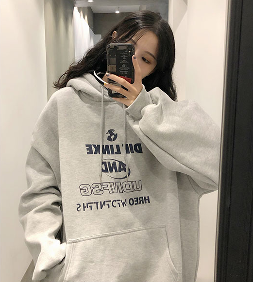 Áo hoodie tay dài dáng rộng thời trang Hàn Quốc