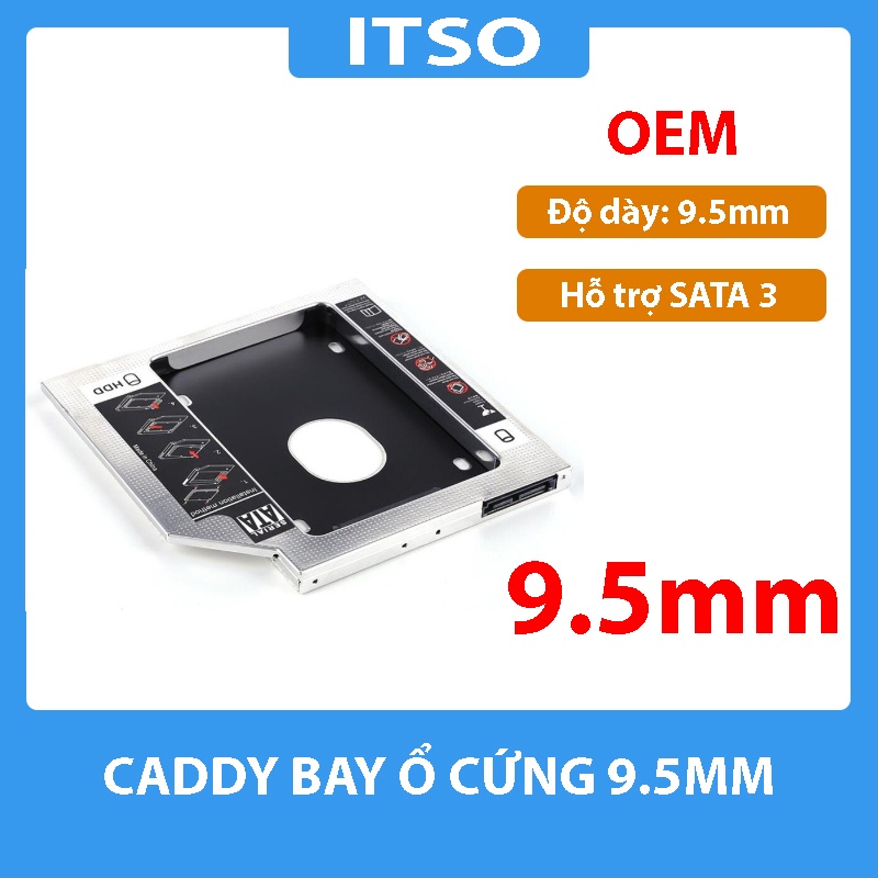 Caddy Bay SATA 9.5 mm 12.7 mm cho laptop - Thiết bị giúp nâng cấp SSD cho laptop