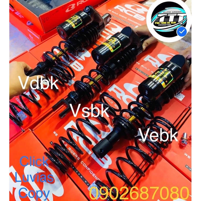 Phuộc sau RCB mẫu VEBK VSBK VDBK  xe  Click125 / Vario / Vision / Luvias CHÍNH HÃNG RACING BOY