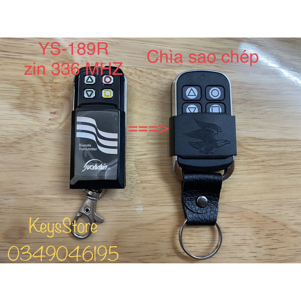 Tay điều khiển cửa cuốn Đại bàng mã nhảy học lệnh thông minh từ chìa YS-189R nguyên zin tần số 336 MHZ
