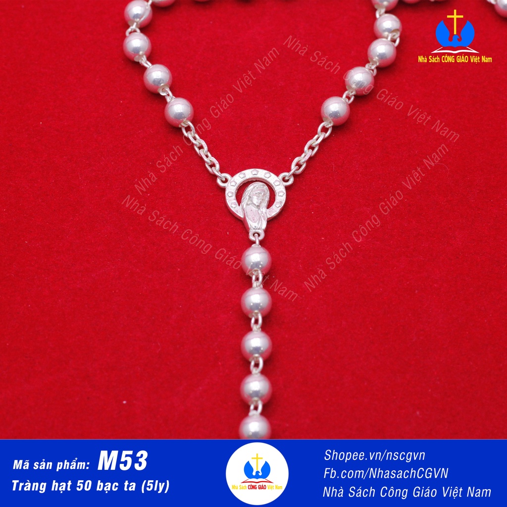 Chuỗi Tràng Hạt Mân Côi 50 bạc ta nguyên chất M53 - Hạt 5ly - dài 42cm  - Nhà Sách Công Giáo Việt Nam